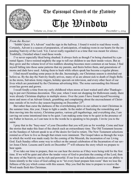 The Window Volume 20, Issue 70 December 1, 2014