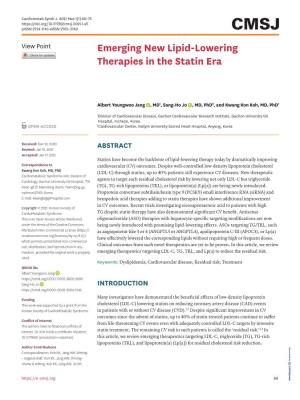 Emerging New Lipid-Lowering Therapies in the Statin Era