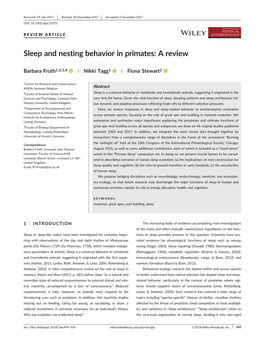 Sleep and Nesting Behavior in Primates: a Review