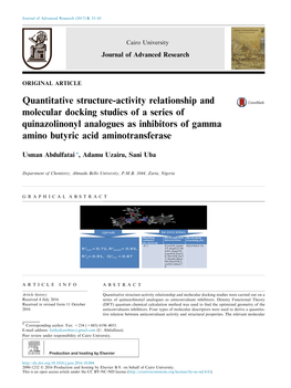 Quantitative Structure-Activity Relationship and Molecular Docking