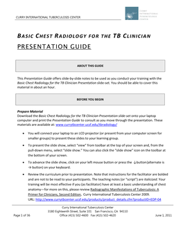 Basic Chest Radiology for the TB Clinician Presentation Guide