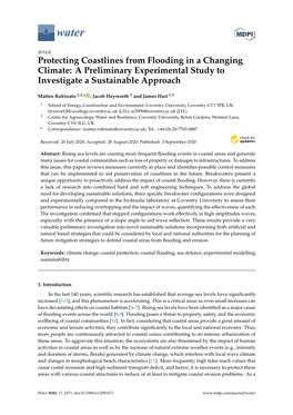 Protecting Coastlines from Flooding in a Changing Climate: a Preliminary Experimental Study to Investigate a Sustainable Approach