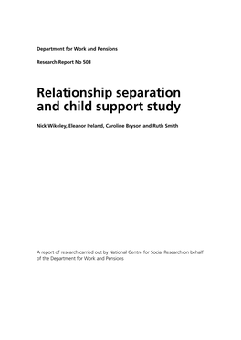 Relationship Separation and Child Support Study