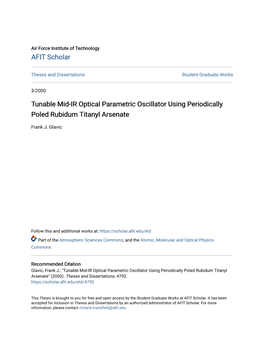 Tunable Mid-IR Optical Parametric Oscillator Using Periodically Poled Rubidum Titanyl Arsenate