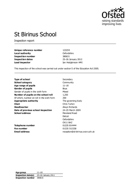 St Birinus School Inspection Report