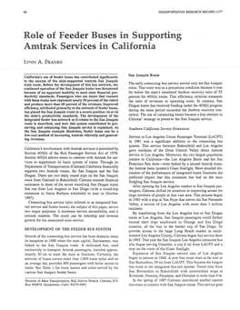 Role of Feeder Buses in Supporting Amtrak Services in California