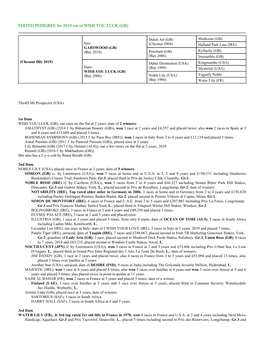 EDITED PEDIGREE for 2019 out of WISH YOU LUCK (GB)