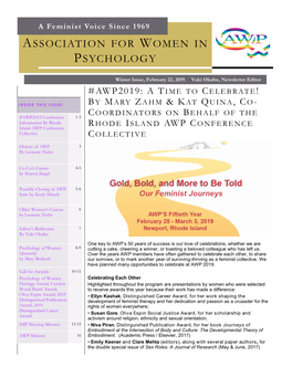 A Feminist Voice Since 1969 ASSOCIATION for WOMEN in PSYCHOLOGY