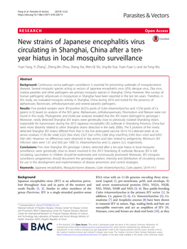 New Strains of Japanese Encephalitis Virus Circulating in Shanghai, China