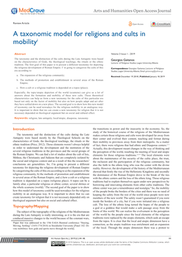 A Taxonomic Model for Religions and Cults in Mobilityi