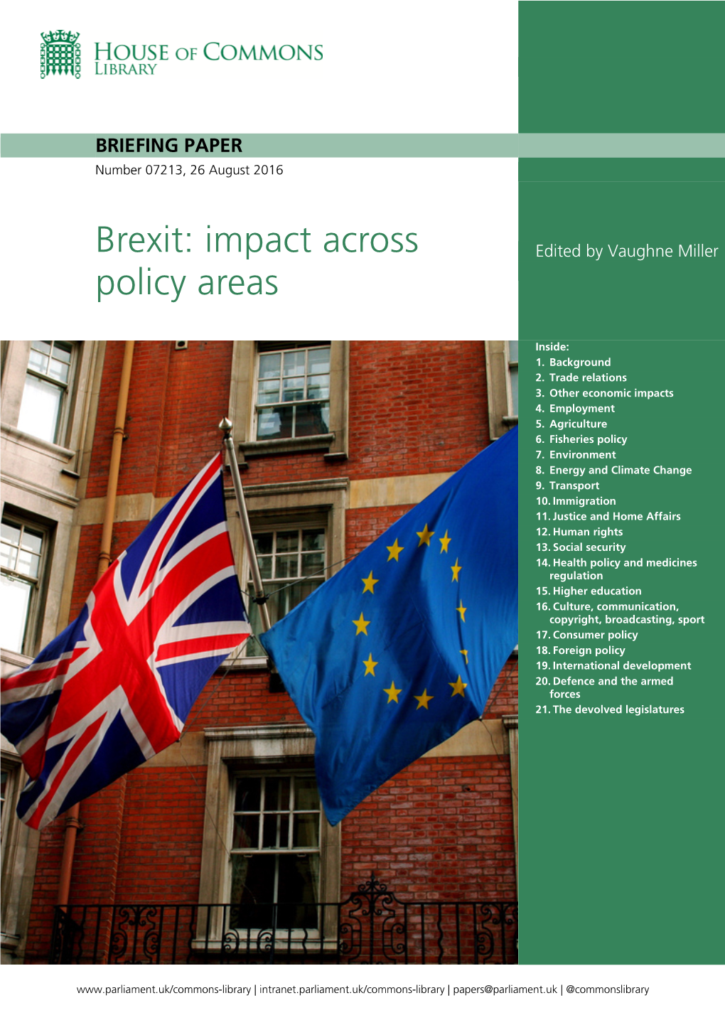 Brexit: Impact Across Edited by Vaughne Miller