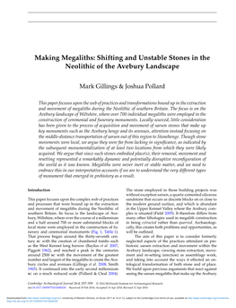 Making Megaliths: Shifting and Unstable Stones in the Neolithic of the Avebury Landscape