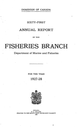 FISHERIES BRANCH Department of Marine and Fisheries