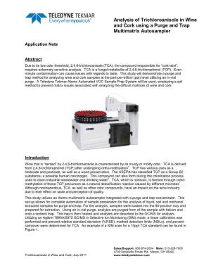Analysis of Trichloroanisole in Wine and Cork Using a Purge and Trap Multimatrix Autosampler