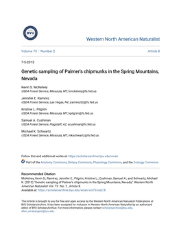 Genetic Sampling of Palmer's Chipmunks in the Spring Mountains, Nevada