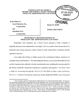 Respondent's Motion to Disqualify the Administrative Law Judge