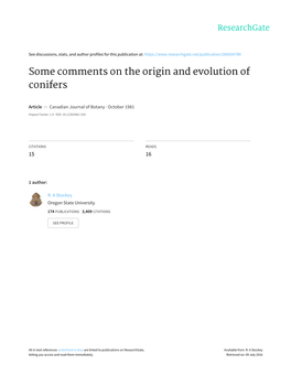 Some Comments on the Origin and Evolution of Conifers