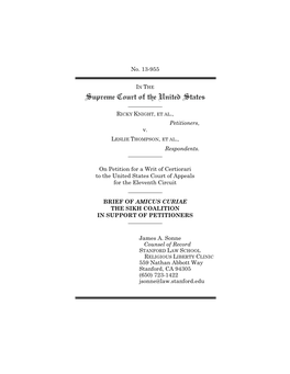 No. 13-955 Petitioners, V. Respondents. on Petition for a Writ of Certiorari to the United States Court of Appeals for the Eleve