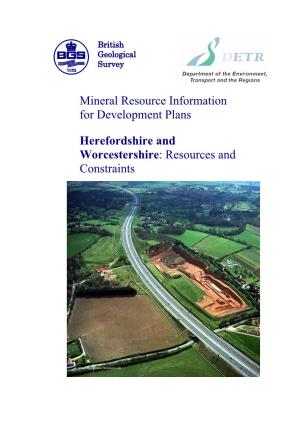 Mineral Resources Report for Hereford and Worcestershire