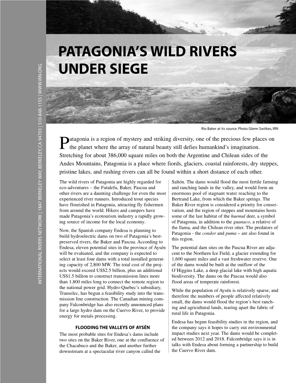 Rivers of Patagonia Fact Sheet