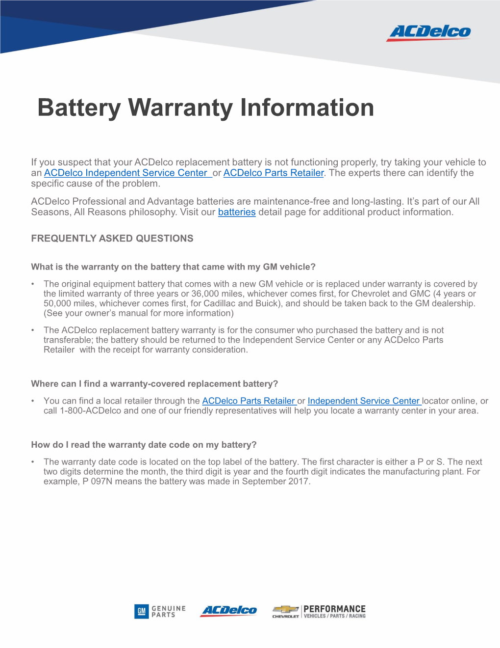 Battery Warranty Information