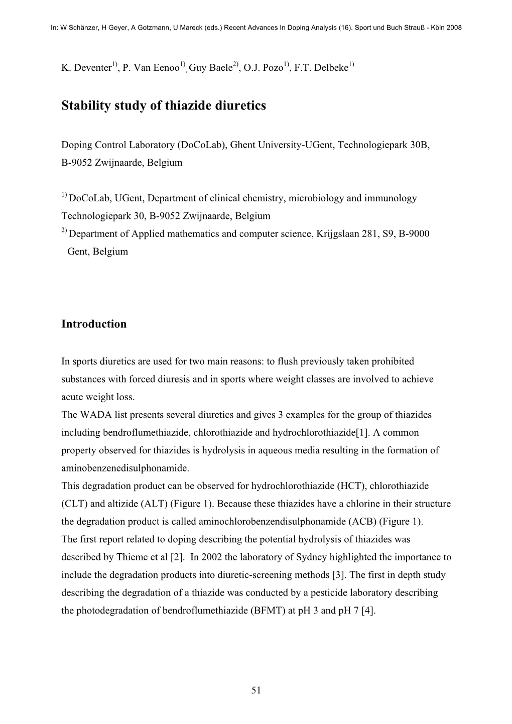 Stability Study of Thiazide Diuretics