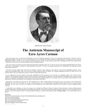 The Antietam Manuscript of Ezra Ayres Carman