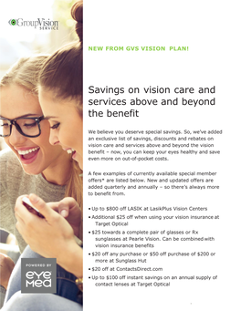 Savings on Vision Care and Services Above and Beyond the Benefit