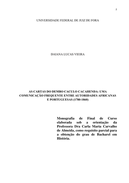 As Cartas Do Dembo Caculo Cacahenda: Uma Comunicação Frequente Entre Autoridades Africanas E Portuguesas (1780-1860)
