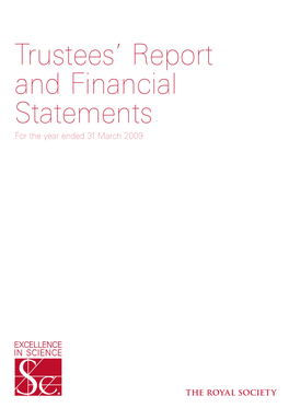 Trustees' Report and Financial Statements for the Year Ended 31 March 2009 1 Trustees’ Report for the Year Ended 31 March 2009