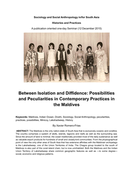 Between Isolation and Diffidence: Possibilities and Peculiarities in Contemporary Practices in the Maldives