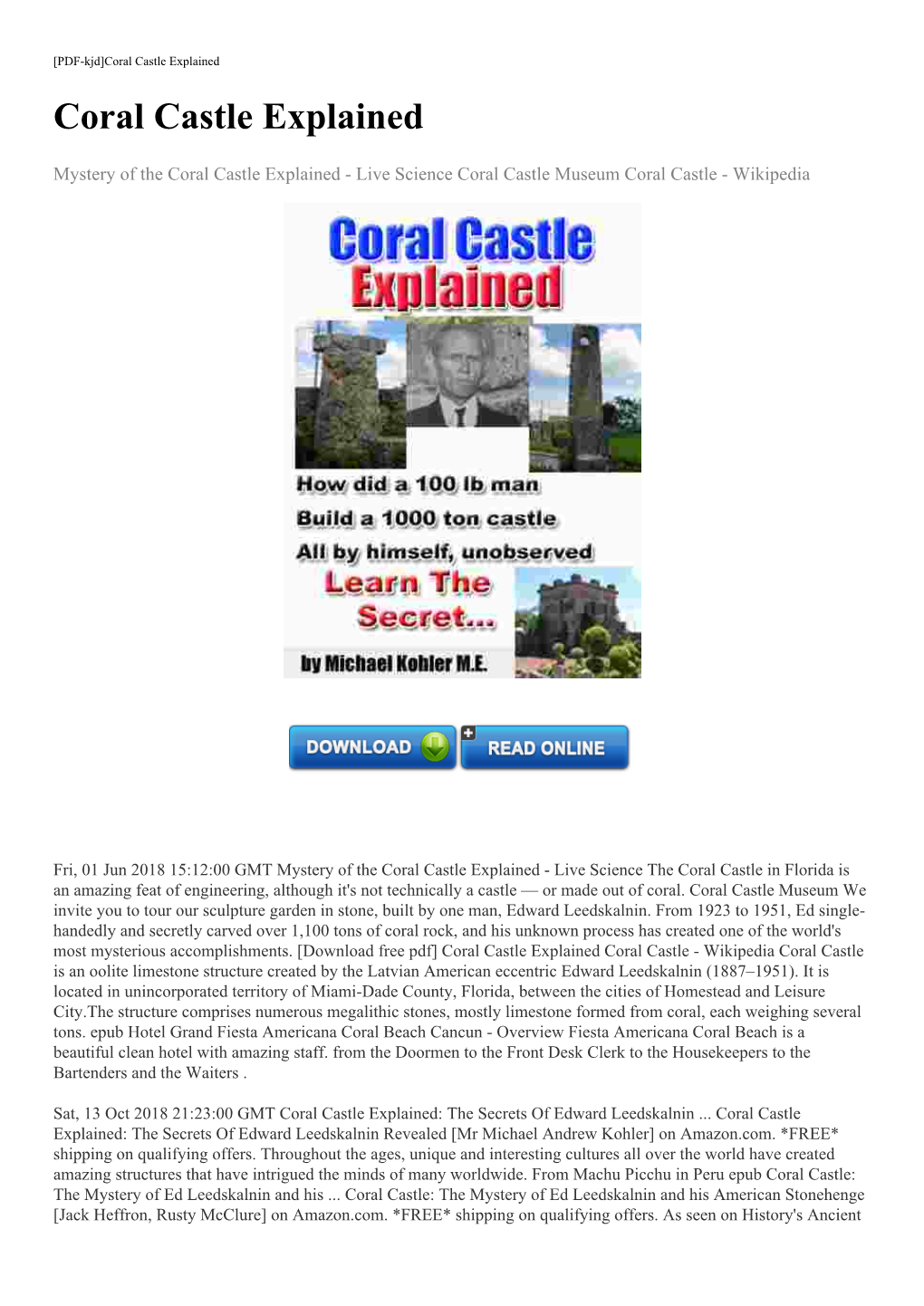 [Download Free Pdf] Coral Castle Explained