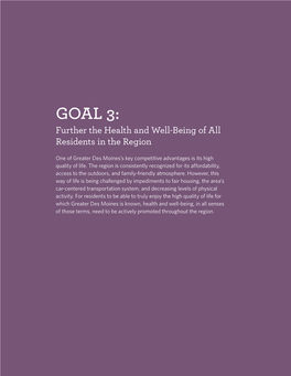 GOAL 3: Further the Health and Well-Being of All Residents in the Region