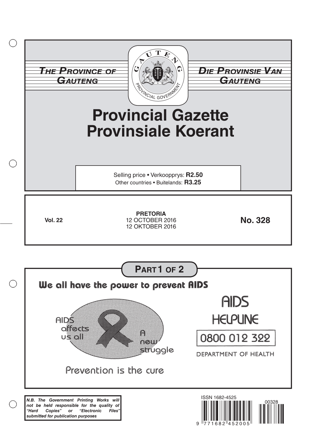 Provincial Gazette Provinsiale Koerant