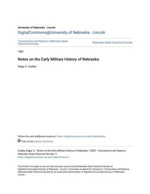 Notes on the Early Military History of Nebraska