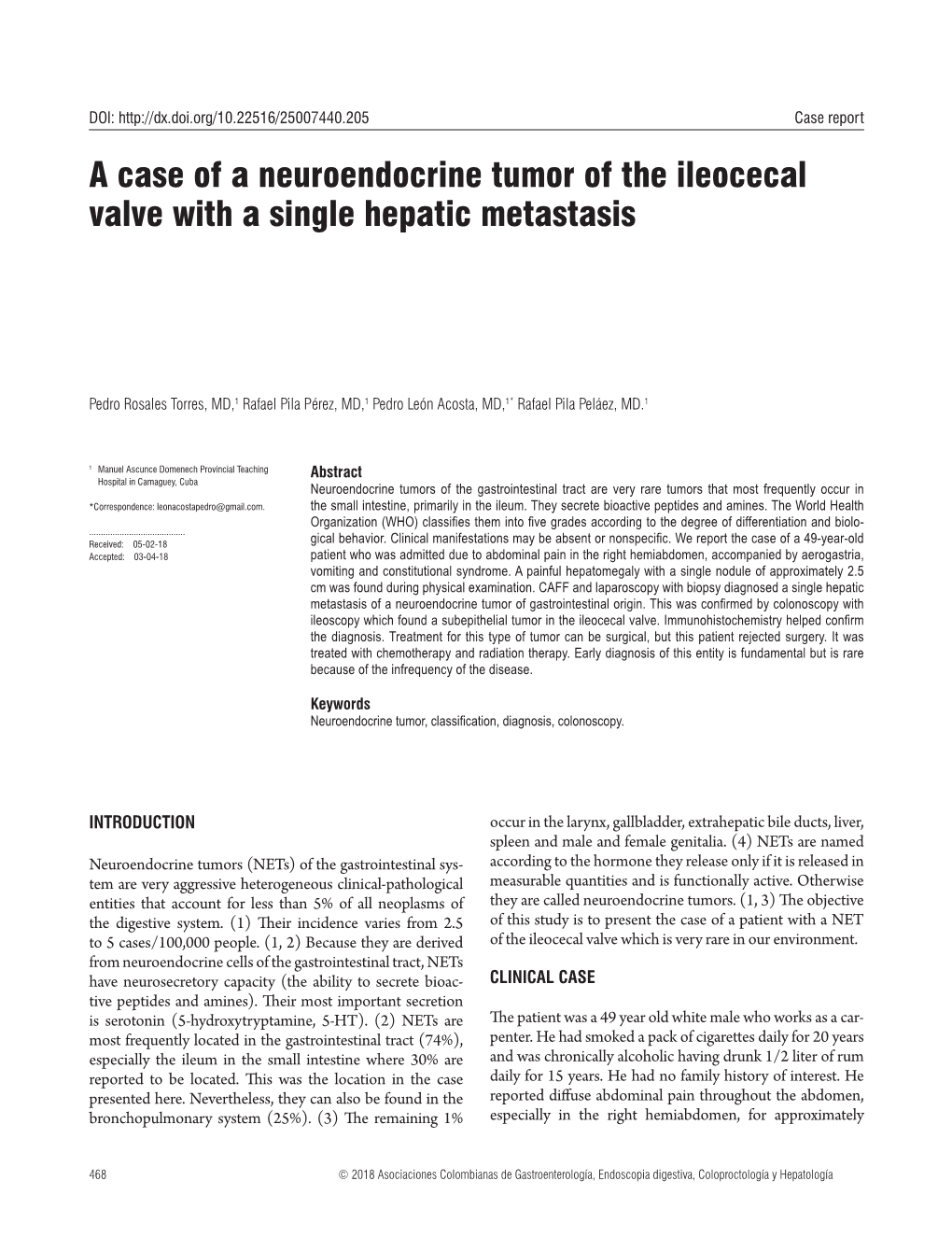 A Case Of A Neuroendocrine Tumor Of The Ileocecal Valve With A Single