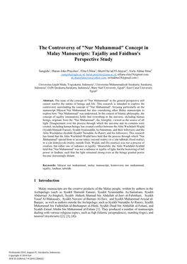 Nur Muhammad" Concept in Malay Manuscripts: Tajalliy and Faidhun's Perspective Study