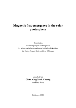 Magnetic Flux Emergence in the Solar Photosphere