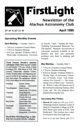 Firstlight Newsletter of the Alachua Astronomy Club