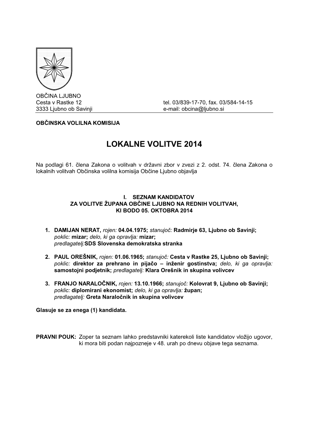 Lokalne Volitve 2014