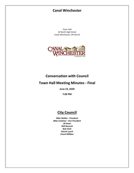 Conversation with Council Town Hall Meeting Minutes - Final June 23, 2020 7:00 PM