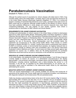 Paratuberculosis Vaccination Elisabeth A
