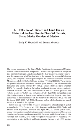 Influence of Climate and Land Use on Historical Surface Fires in Pine-Oak