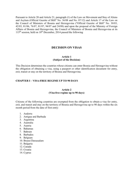 Decision on Visas 18.12.2014