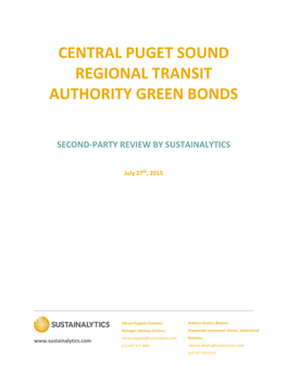 Central Puget Sound Regional Transit Authority Green Bonds