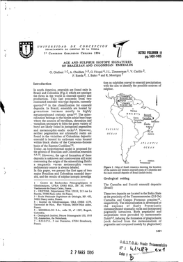 Age and Sulphur Isotope Signatures of Brazilian and Colombian Emeralds