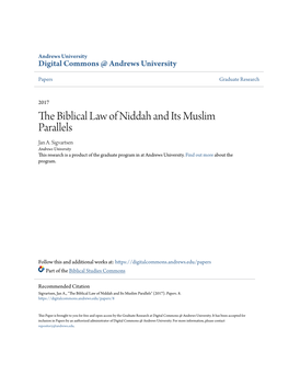 The Biblical Law of Niddah and Its Muslim Parallels