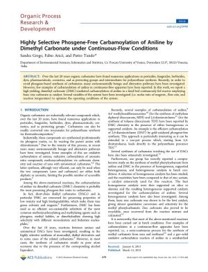 Highly Selective Phosgene-Free Carbamoylation of Aniline By
