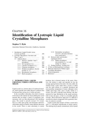 Identification of Lyotropic Liquid Crystalline Mesophases