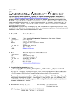 Environmental Assessment Worksheet